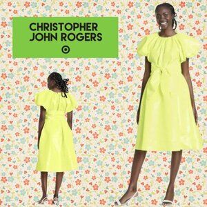 Christopher John Rogers by Target Neon Yellow Dress Size Extra Small